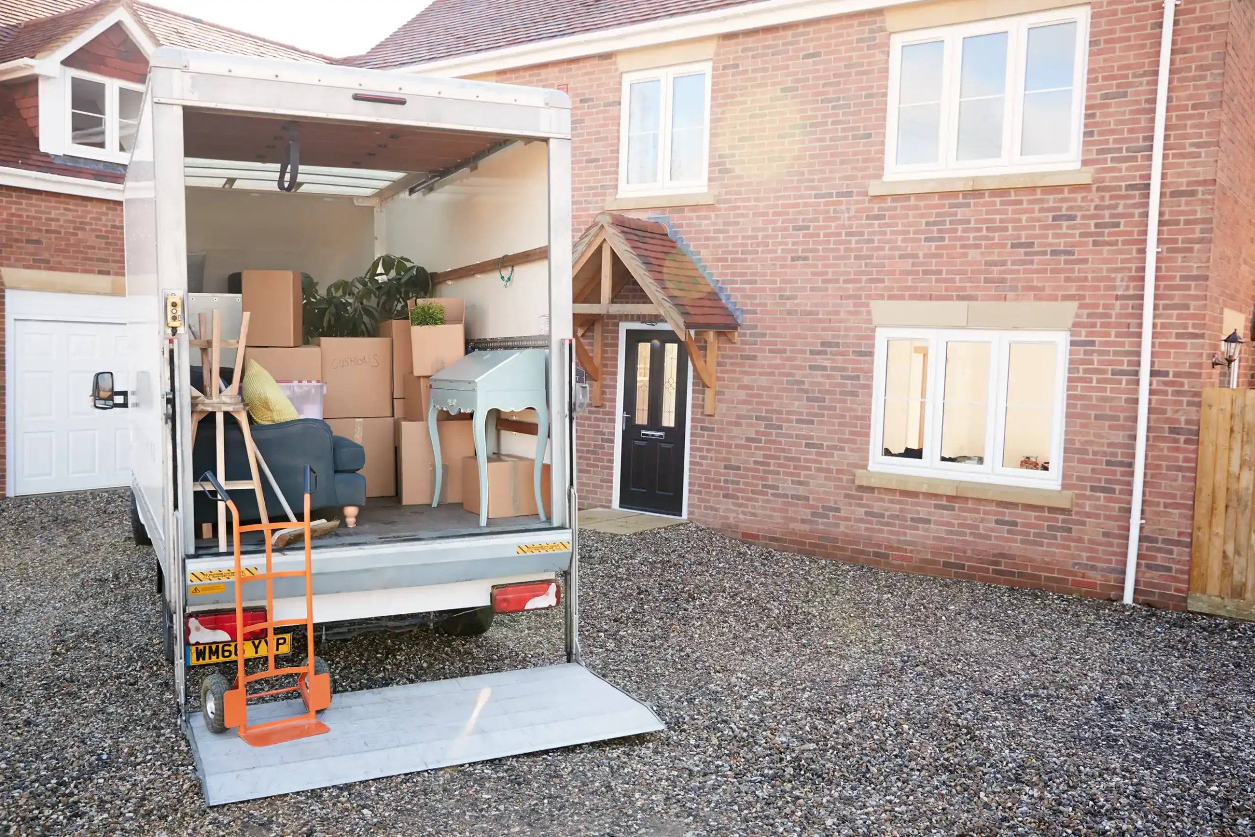 Loaded moving van with furniture and boxes handled by SDS Man and Van in Plymouth Devon during a house removal