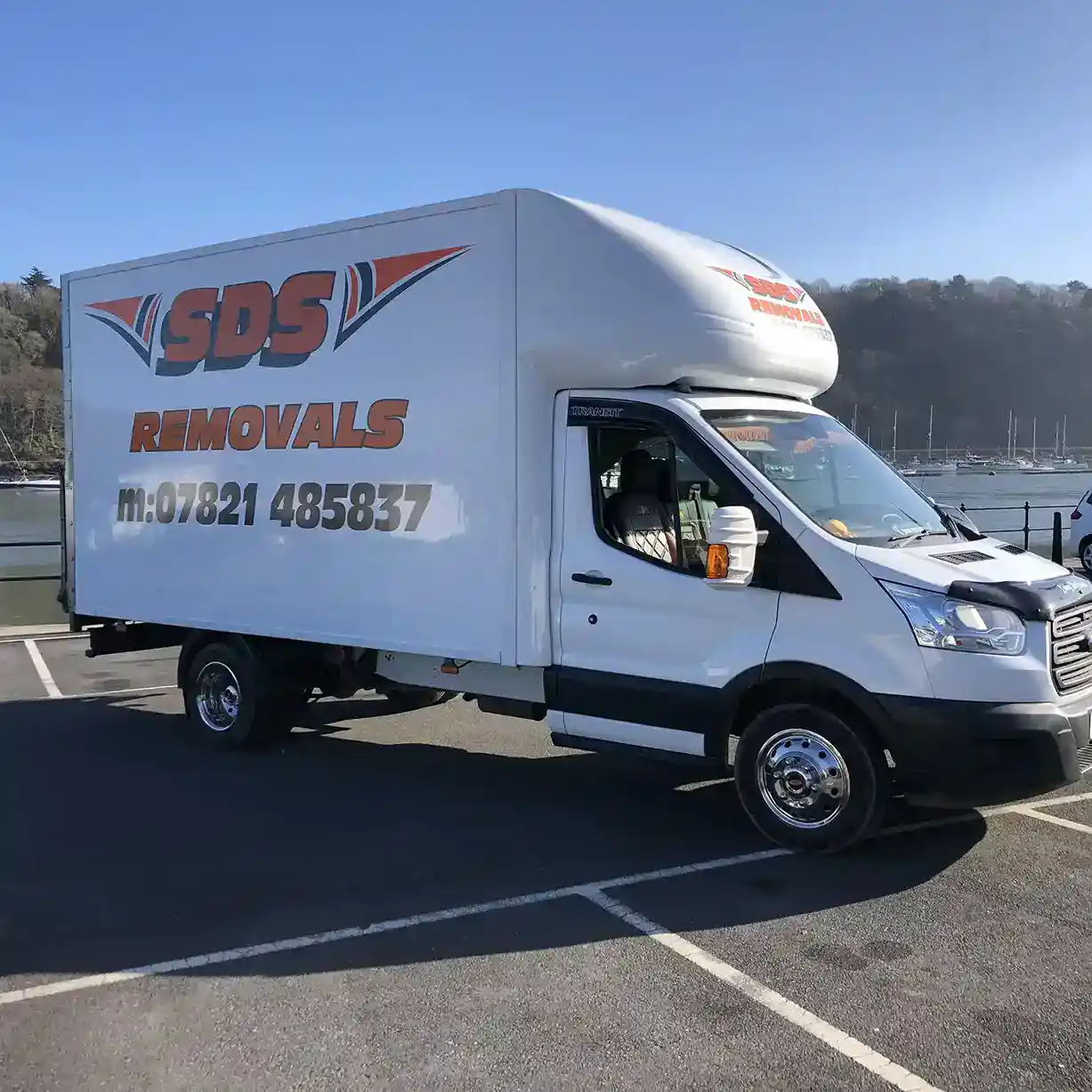 SDS Man and Van removals truck in Plymouth Devon near the waterfront, offering reliable local moving services