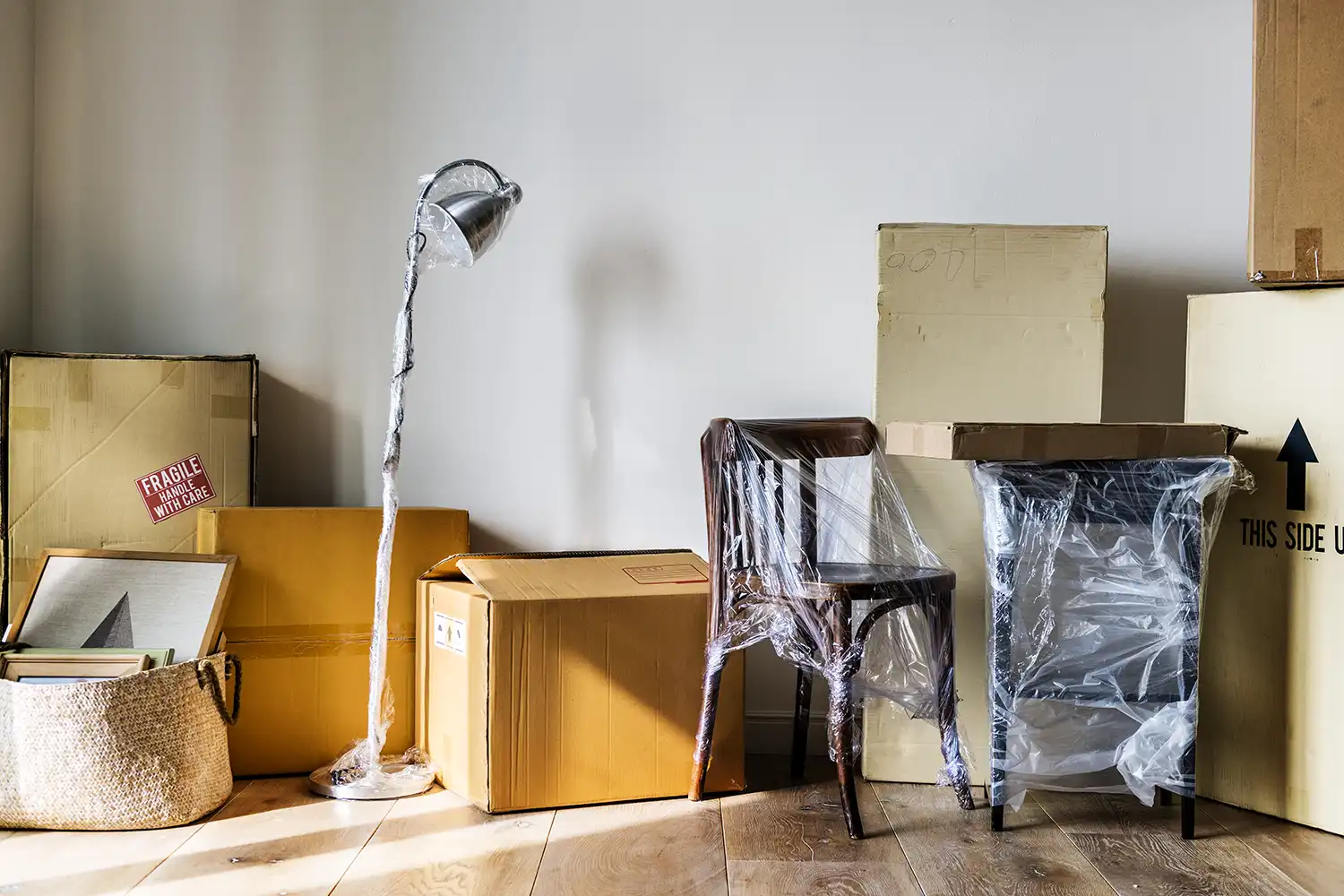 Furniture wrapped and prepared during a house clearance in Plymouth with SDS Man and Van
